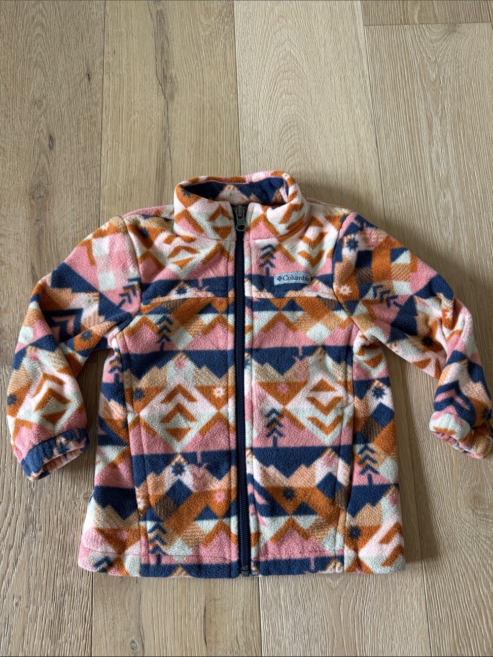 Columbia Geo Print Fleece Jacket - Pink, Orange & Navy